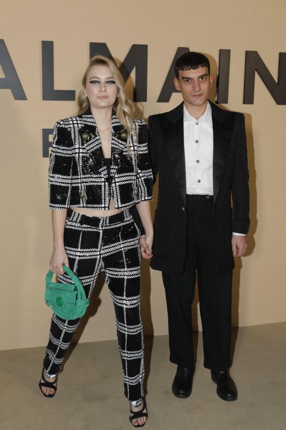 Camille Razat, Etienne Baret - Photocall du défilé de mode Homme automne-hiver 2020/2021 "Balmain" à Paris. Le 17 janvier 2020 © Veeren Ramsamy-Christophe Clovis / Bestimage 