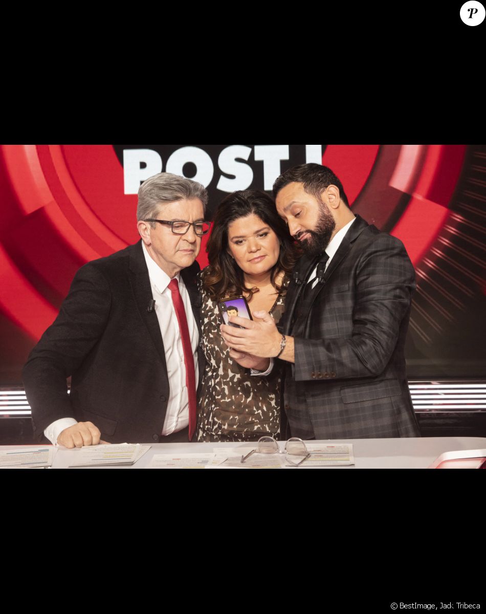 Exclusif - Jean-Luc Mélenchon, Raquel Garrido, Cyril Hanouna - Jean-Luc Mélenchon est l'invité de Cyril Hanouna sur l'émission "Balance ton Post", diffusée en direct le 11 février 2021. © Jack Tribeca / Bestimage