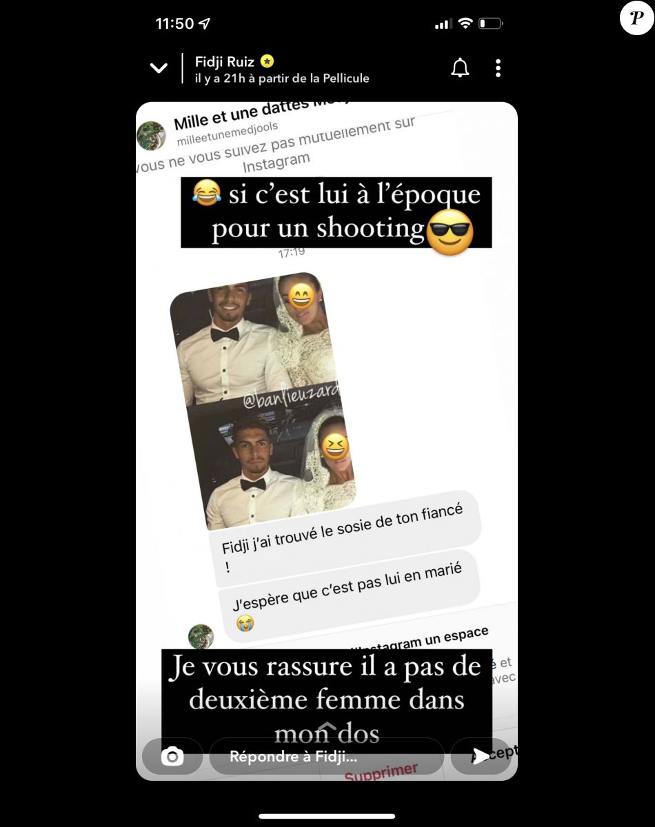 Fidji Ruiz répond à la rumeur selon laquelle son amoureux Anas se serait marié en secret dans son dos., sur Snapchat et Instagram.