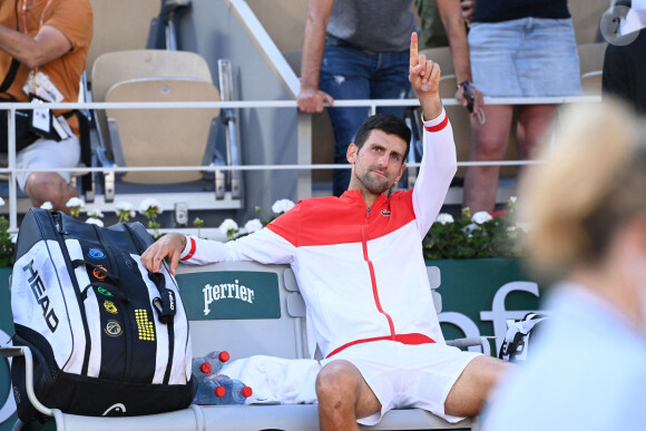Novak Djokovic - Finale hommes lors des internationaux de France Roland Garros à Paris le 13 juin 2021. © Chryslene Caillaud / Panoramic / Bestimage