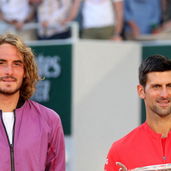 Stefanos Tsitsipas, Novak Djokovic - Novak Djokovic s'est imposé face à Stefanos Tsitsipas en finale des internationaux de tennis de Roland Garros à Paris, le 13 juin 2021. © Dominique Jacovides/Bestimage