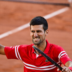 Novak Djokovic en fin de match - Finale hommes lors des internationaux de France Roland Garros à Paris le 12 juin 2021. JB Autissier / Panoramic / Bestimage