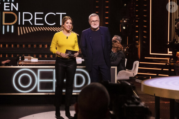 Exclusif - Léa Salamé, Laurent Ruquier - Sur le plateau de l'émission On Est En Direct (OEED) du samedi 29 janvier 2022