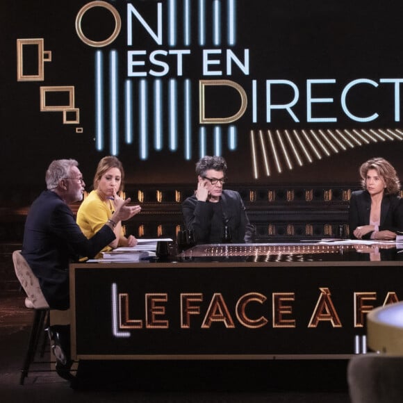 Exclusif - Léa Salamé, Laurent Ruquier - Sur le plateau de l'émission On Est En Direct (OEED) du samedi 29 janvier 2022 avec notamment Anne Nivat, Marc Lavoine et Jean-Michel Blanquer