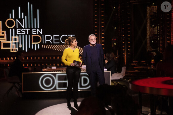 Exclusif - Léa Salamé, Laurent Ruquier - Sur le plateau de l'émission On Est En Direct (OEED) du samedi 29 janvier 2022