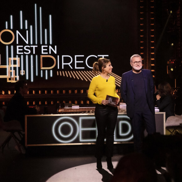 Exclusif - Léa Salamé, Laurent Ruquier - Sur le plateau de l'émission On Est En Direct (OEED) du samedi 29 janvier 2022