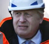 Boris Johnson (Premier ministre du Royaume-Uni), rend visite aux dockers des quais de Tilbury dans l'Essex, le 31 janvier 2022.