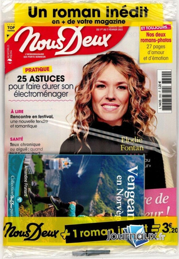 Elodie Fontan dans le magazine "Nous Deux", le 1er février 2022.