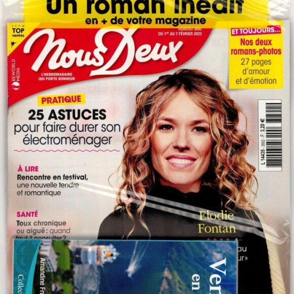 Elodie Fontan dans le magazine "Nous Deux", le 1er février 2022.