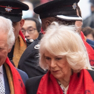 Le prince Charles, prince de Galles, et Camilla Parker Bowles, duchesse de Cornouailles, visitent Chinatown à l'occasion du Nouvel An lunaire à Londres, Royaume Uni, le 1er février 2022. 