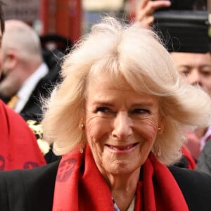 Le prince Charles, prince de Galles, et Camilla Parker Bowles, duchesse de Cornouailles, visitent Chinatown à l'occasion du Nouvel An lunaire à Londres, le 1er février 2022. 