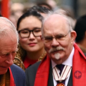 Le prince Charles, prince de Galles, et Camilla Parker Bowles, duchesse de Cornouailles, visitent Chinatown à l'occasion du Nouvel An lunaire à Londres, Royaume Uni, le 1er février 2022. 