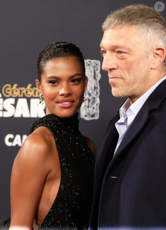 Vincent Cassel et sa femme Tina Kunakey lors du photocall lors de la 45ème cérémonie des César à la salle Pleyel à Paris le 28 février 2020 © Dominique Jacovides / Olivier Borde / Bestimage 