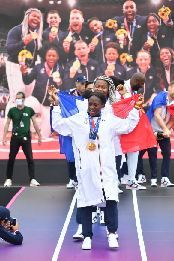 Clarisse Agbegnenou, Romane Dicko - Teddy Riner et l'équipe de France de Judo médaillée des jeux olympiques de Tokyo célébrés au Trocadéro à Paris, le 2 août 2021. © Veeren/Bestimage