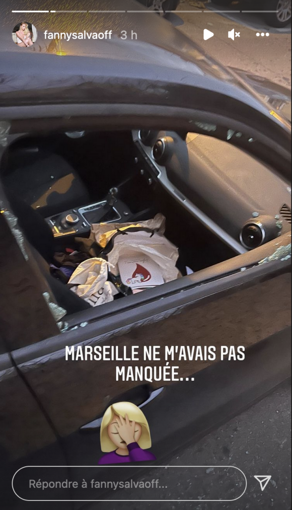Fanny Salvat (Les Marseillais) dévoile en image sa voiture vandalisée à Marseille - Instagram