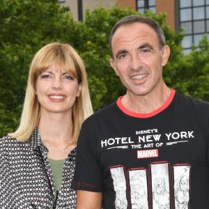 Nikos Aliagas avec sa femme Tina Grigoriou - Photocall à l'occasion de l'inauguration du nouveau Disney's Hotel New York - The Art of Marvel à Disneyland Paris le 26 juin 2021. © Guirec Coadic / Bestimage