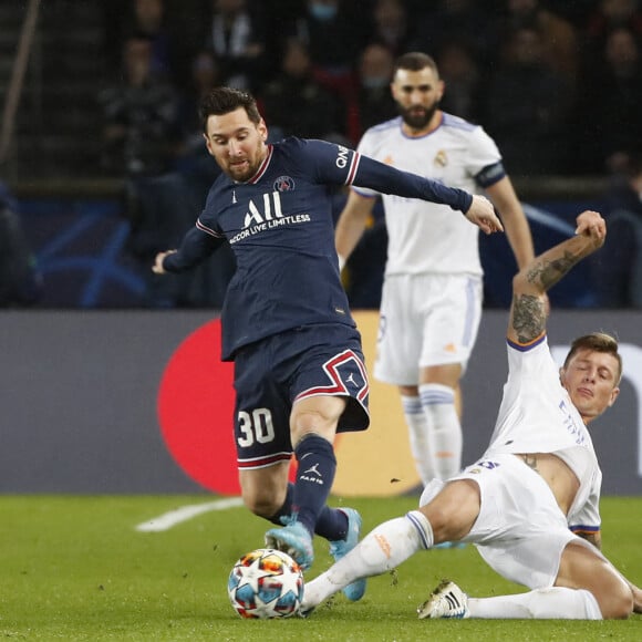 Lionel Messi (Léo) (PSG) - 8ème de finale aller de la Ligue Des Champions "PSG - Real Madrid (1-0)" au Parc des Princes à Paris, le 15 février 2022.