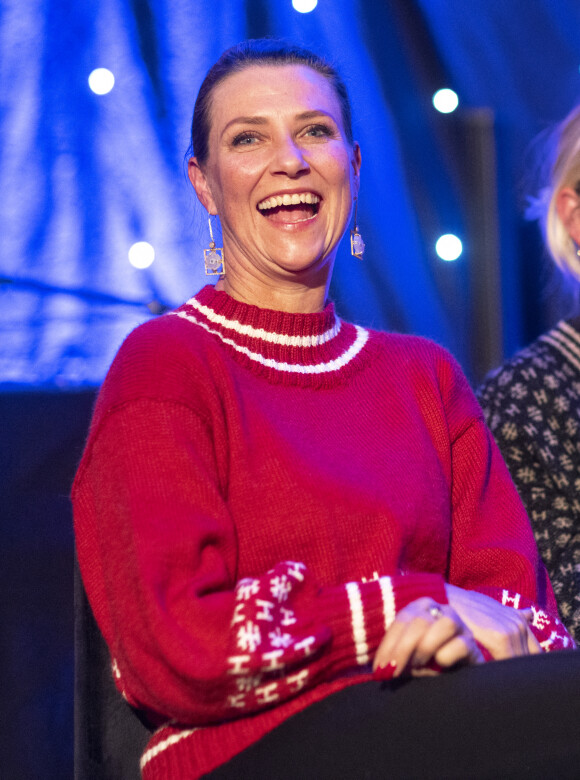 La Princesse Martha Louise lors de la présentation du livre "Hest" sur le tricot à Fredrikstad, Norvège le 24 novembre 2021. 