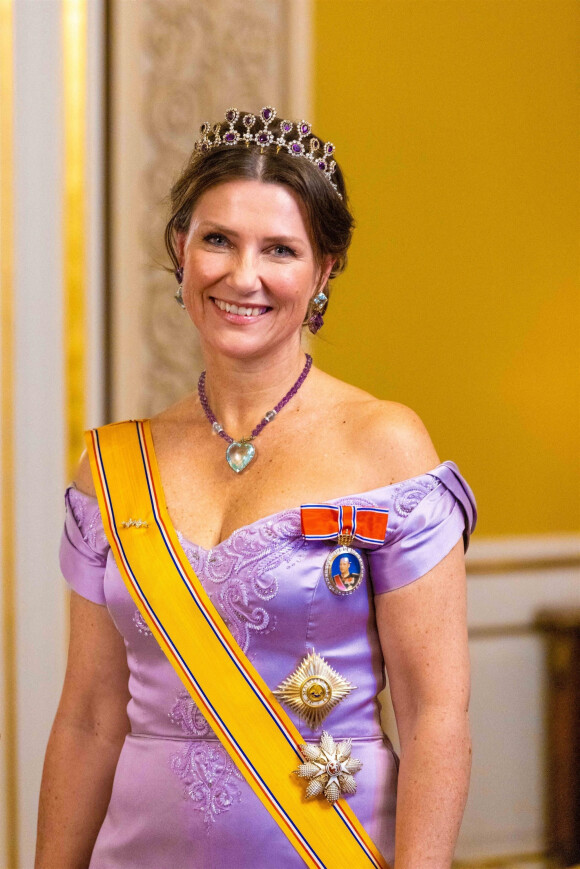 La princesse Martha Louise de Norvège lors du dîner d'état au palais royal à Oslo en l'honneur de la visite du roi et de la reine des Pays-Bas en Norvège le 9 novembre 2021 