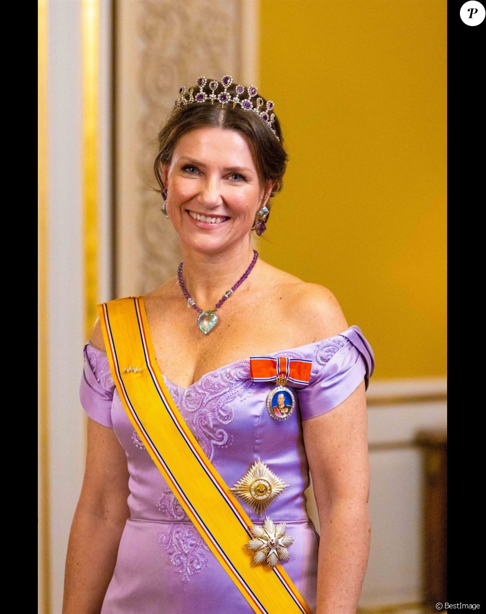 La princesse Martha Louise de Norvège lors du dîner d'état au palais royal à Oslo en l'honneur de la visite du roi et de la reine des Pays-Bas en Norvège le 9 novembre 2021