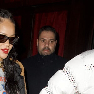 Rihanna, enceinte, et son compagnon A$AP Rocky sont allés dîner au restaurant italien Carbone à New York, le 18 février 2022.