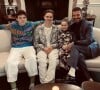 David Beckham et ses trois enfants Cruz, Romeo et Harper assistent au défilé Victoria Beckham (collection automne-hiver 2020-2021) à la Banqueting House. Londres, le 16 février 2020.