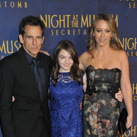 Ben Stiller, Ella Oliva Stiller et Christine Taylor - Première du film "Une Nuit au Musée : le secret des Pharaons" à New York le 11 décembre 2014