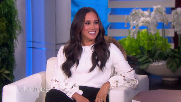 Meghan Markle sur le plateau de l'émission "The Ellen Show" à Los Angeles, le 17 novembre 2021.