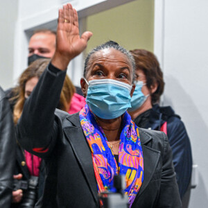 Christiane Taubira en conférence devant les étudiant de l'école "Sciences Po" à Lille. Le 20 janvier 2022 © Frédéric Andrieu / Bestimage 