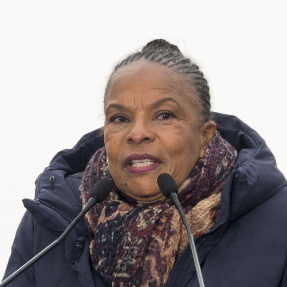 Christiane Taubira annonce sa candidature à l'élection présidentielle de 2022 à dans le quartier de la Croix-Rousse à Lyon, le 15 janvier 2022.  