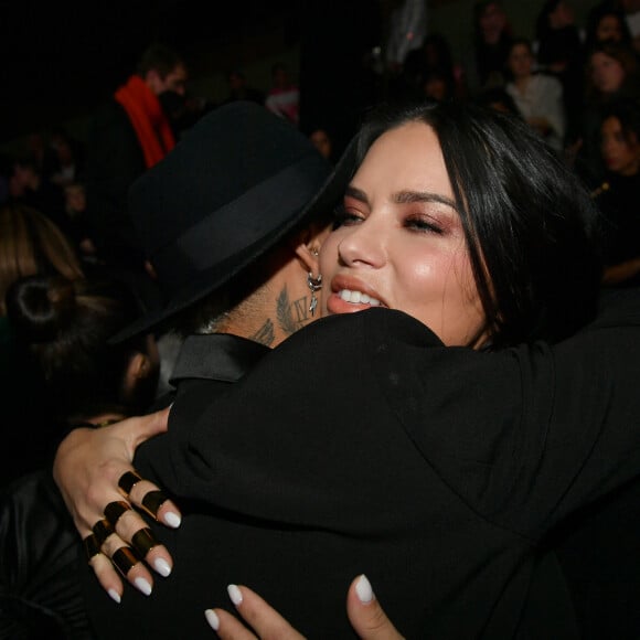 Neymar Jr et Adriana Lima, enceinte, assistent au défilé de mode Balmain, collection automne-hiver 2022/2023, au Carreau du Temple. Paris, le 2 mars 2022 © Veeren-Christophe Clovis / Bestimage