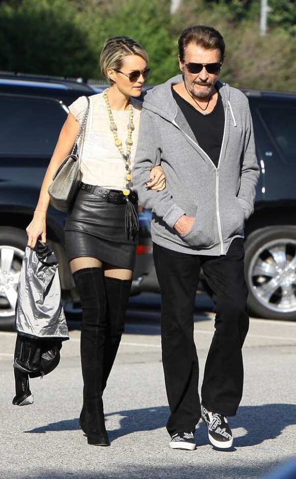 Johnny Hallyday et sa femme Laetitia, le 13 janvier 2010
