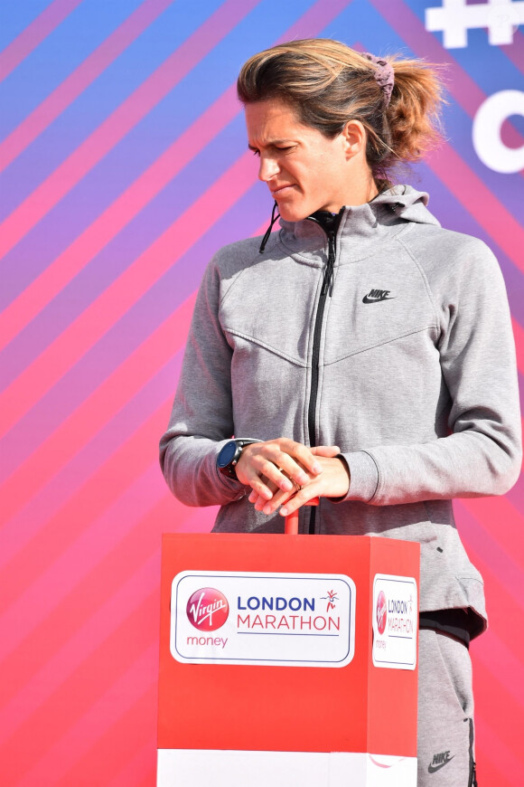 Amelie Mauresmo lors du marathon de Londres le 28 avril 2019. 