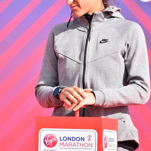 Amelie Mauresmo lors du marathon de Londres le 28 avril 2019. 