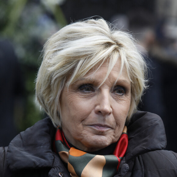 Evelyne Dheliat - Sorties des obsèques de Jean-Pierre Pernaut en la Basilique Sainte-Clotilde à Paris, France, le 9 mars 2022. © Denis Guignebourg/BestImage