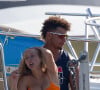 Exclusif - Patrick Mahomes et sa compagne Brittany Matthews sur un yacht avec des amis à Cabo San Lucas, Mexique, le 29 juin 2021.