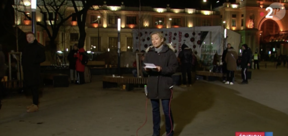 Anne-Sophie Lapix présente le journal de 20h sur France 2 en directe de l'Ukraine où la guerre avec la Russie fait rage