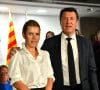 Christian Estrosi, le maire de Nice, soutenu par sa femme Laura Tenoudji Estrosi, lors d'une réunion publique des "Amis du Maire", à l'hôtel Méridien à Nice, le 28 février 2022.