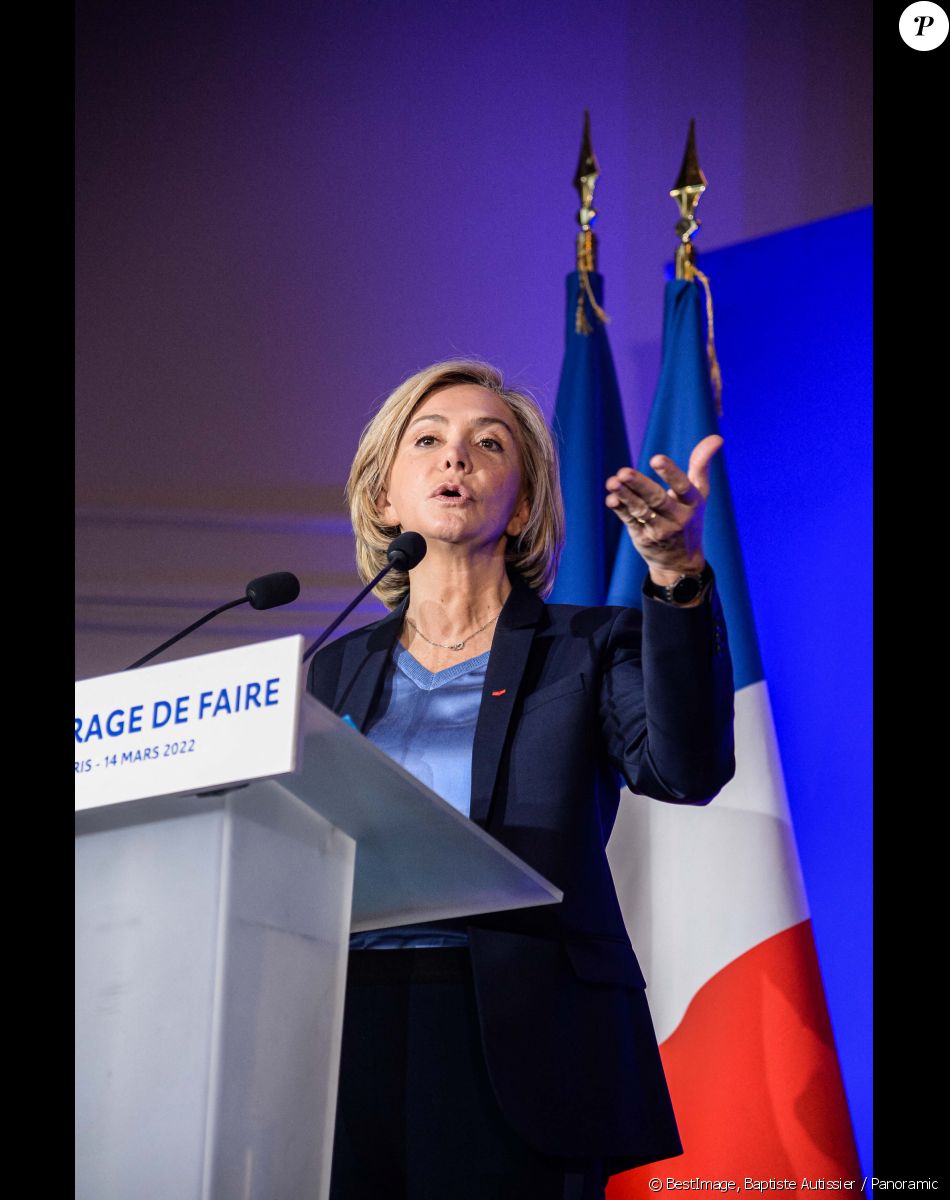 Valérie Pécresse, candidate aux élections présidentielles, présente son projet présidentiel lors d'une conférence de presse à Paris, le 14 mars 2022. © Baptiste Autissier / Panoramic / Bestimage