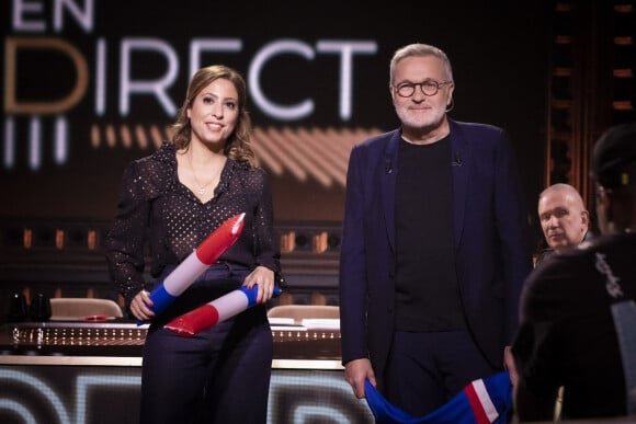 Exclusif - Léa Salamé, Laurent Ruquier sur le plateau de l'émission OEED (On Est En Direct) présentée par L.Salamé et L.Ruquier à Paris, France, le 19 mars 2022. © Jack Tribeca/Bestimage 