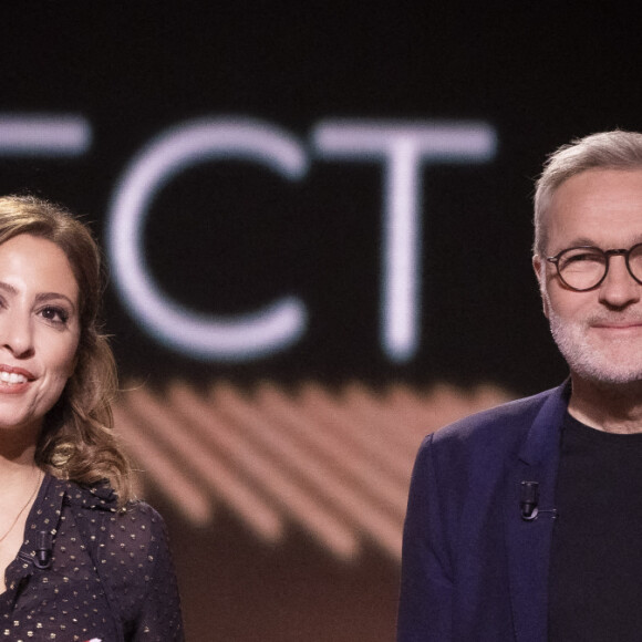 Exclusif - Léa Salamé, Laurent Ruquier sur le plateau de l'émission OEED (On Est En Direct) présentée par L.Salamé et L.Ruquier à Paris, France, le 19 mars 2022. © Jack Tribeca/Bestimage 