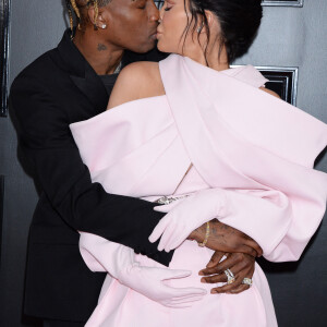 Travis Scott et sa compagne Kylie Jenner - Les célébrités arrivent à la 61ème soirée annuelle des GRAMMY Awards à Los Angeles, le 10 février 2019 