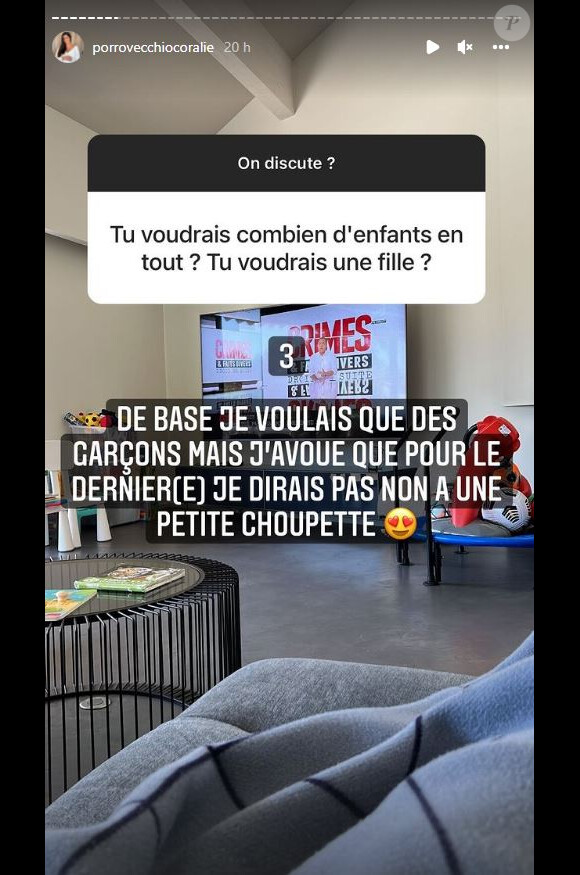 Coralie Porrovecchio répond aux questions de ses abonnés en story Instagram, le 23 mars 2022