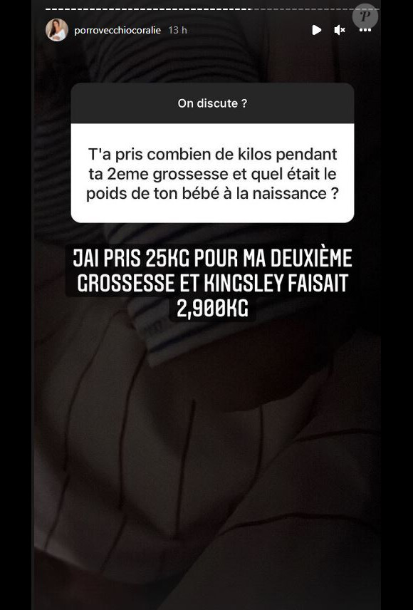 Coralie Porrovecchio répond aux questions de ses abonnés en story Instagram, le 23 mars 2022