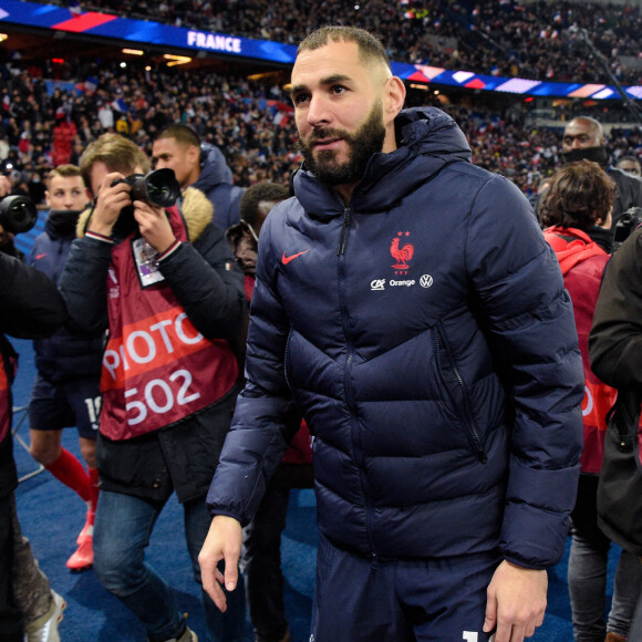 Karim Benzema (19 France) lors du match de football de qualification pour la Coupe du monde 2022 entre la France et le Kazakhstan au stade Parc des Princes à Paris, France, le 13 novembre 2021. La France a gagné 8-0. © Federico Pestellini/Panoramic/Bestimage