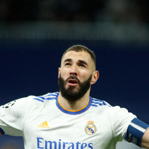 Karim Benzema lors d'un match de football du Real Madrid à l'occasion de l'UEFA Champions League. Le 3 novembre 2021 © Oscar J. Barroso-AFP7 / Zuma Press / Bestimage