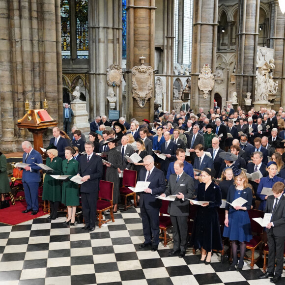 Service d'action de grâce en hommage au prince Philip, duc d'Edimbourg, à l'abbaye de Westminster à Londres, le 29 mars 2022. Le prince Philip, duc d'Edimbourg, est décédé Le 9 avril 2021. Première sortie publique de la souveraine après des ennuis de santé. 