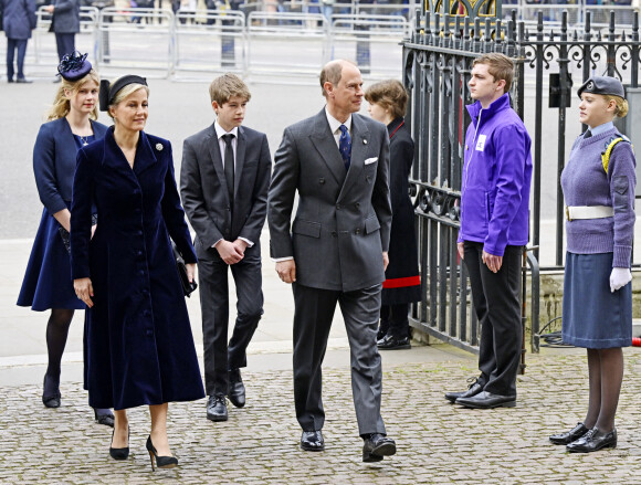 Le prince Edward, comte de Wessex, et Sophie Rhys-Jones, comtesse de Wessex - Service d'action de grâce en hommage au prince Philip, duc d'Edimbourg, à l'abbaye de Westminster à Londres, le 29 mars 2022. Le prince Philip, duc d'Edimbourg, est décédé le 9 avril 2021. 