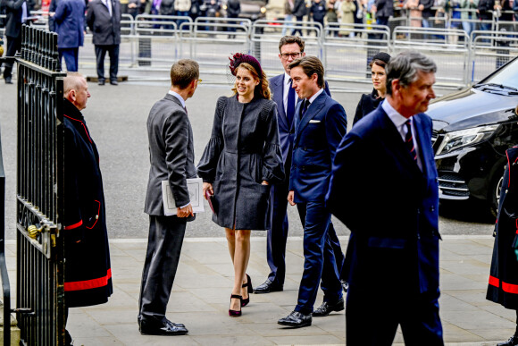 La princesse Beatrix des Pays-Bas et son mari Edoardo Mapelli Mozzi - Service d'action de grâce en hommage au prince Philip, duc d'Edimbourg, à l'abbaye de Westminster à Londres, le 29 mars 2022. Le prince Philip, duc d'Edimbourg, est décédé le 9 avril 2021. 