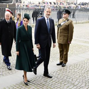 Le roi Felipe VI et la reine Letizia d'Espagne - Service d'action de grâce en hommage au prince Philip, duc d'Edimbourg, à l'abbaye de Westminster à Londres, le 29 mars 2022.